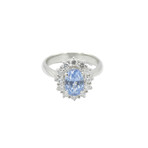 Platinum Diamond + Sapphire Oval Ring // Ring Size: 7.5 // Pre-Owned