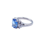Platinum Diamond + Round Sapphire Ring // Ring Size: 6 // Pre-Owned