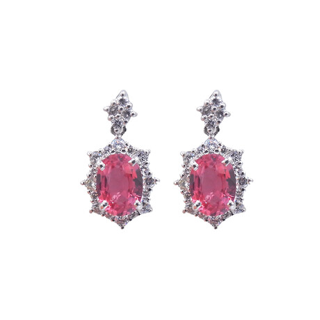 Platinum Ruby + Diamond Earrings // Pre-Owned