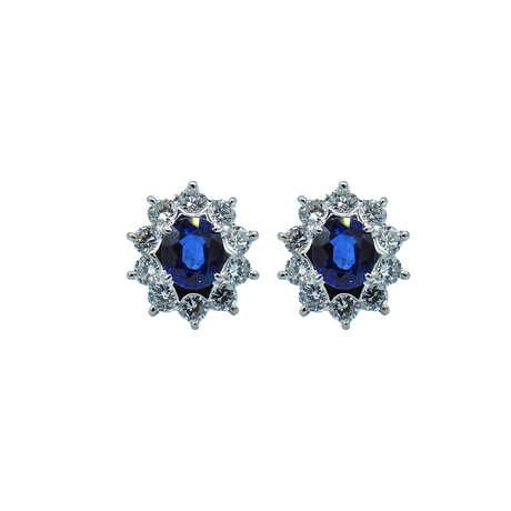 18k White Gold Sapphire + Diamond Earrings // Pre-Owned