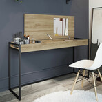 Eloise Office Desk // Light Brown Oak + Black Metal Frame