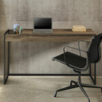 Eloise Office Desk // Dark Brown Oak + Black Metal Frame