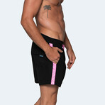Noir Men's Swim Trunks // Black + Pink (M)
