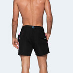 Noir Men's Swim Trunks // Black + Pink (M)