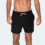 Noir Men's Swim Trunks // Black + Pink (M)