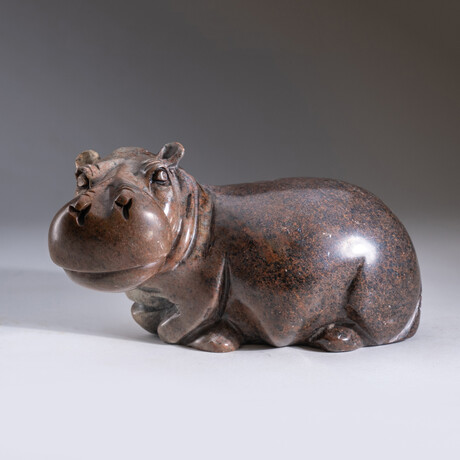 Genuine Polished Red Serpentine Shona Hippo Carving v.4