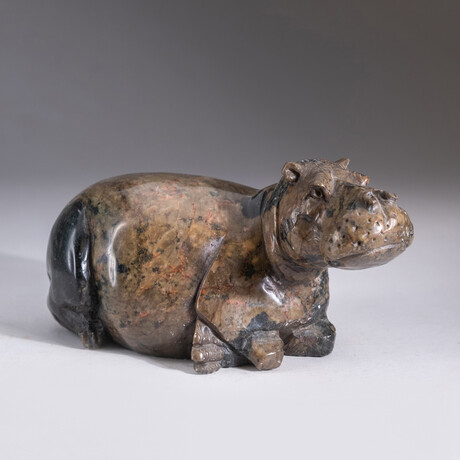 Genuine Polished Verdite Shona Hippo Carving