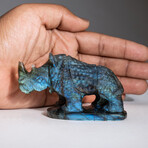 Genuine Natural Labradorite Hand Carved Rhino