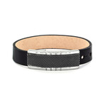 Crucible Black Leather and Criss Cross Buckle Bracelet // Black + Silver