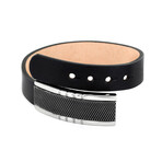 Crucible Black Leather and Criss Cross Buckle Bracelet // Black + Silver