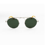 Givenchy // Unisex Round Aviator Sunglasses // Palladium + Green
