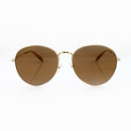 Givenchy // Unisex Round Sunglasses // Gold Havana + Brown Gold Mirror