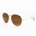 Givenchy // Unisex Round Sunglasses // Gold Havana + Brown Gold Mirror