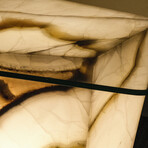 Genuine Polished Large Illuminated Onyx End Table + Glass Top // V1