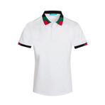 White Contrast Collar Polo Shirt (S)