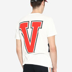 Ports V Logo T-Shirt // White + Navy + Red (XS)