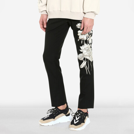 Floral Embroidered Pant // Black (XS)