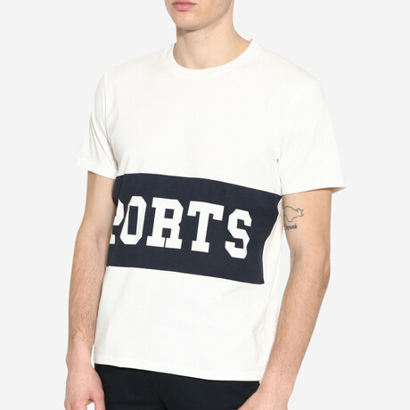 Ports V Logo T-Shirt // White + Navy + Red (XS)