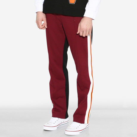 Side Tape Red Jogging Trousers // Burgundy + Black (XS)