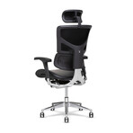 X4-HMT Leather Executive Chair + Headrest // Heat + Massage Therapy (Black)