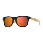 Men's Classic Polarized Sunglasses // Onyx + Natural Bamboo + Red Mirror