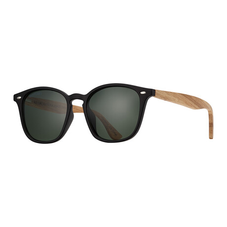 Men's Gridley Polarized Sunglasses // Matte Onyx + Walnut Wood + Gray Green