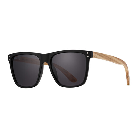 Men's Kainoa Polarized Sunglasses // Matte Onyx + Walnut Wood + Smoke