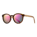 Women's Andiz Polarized Sunglasses // Amber Tortoise + Zebra Wood + Pink Mirror
