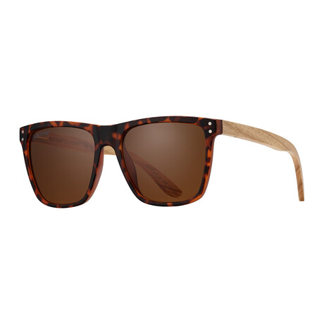 Men's Kainoa Polarized Sunglasses // Matte Walnut Tortoise + Walnut Wood + Brown