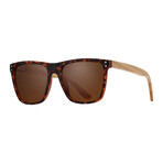 Men's Kainoa Polarized Sunglasses // Matte Walnut Tortoise + Walnut Wood + Brown
