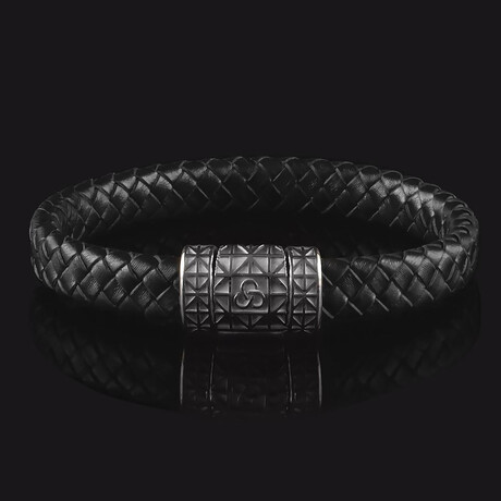 Patterns Leather Bracelet // Black Gold + Black (X-Small)