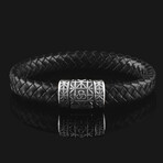 Patterns Leather Bracelet // Silver + Black (X-Small)