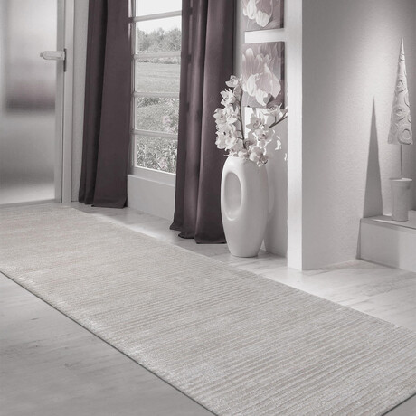 Pasargad Home Transitions Collection // Tufted Silk + Wool Area Rug // Silver (2'7" x 8'0")