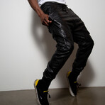 Lynx Leather Sweat Pants // Black (XS)