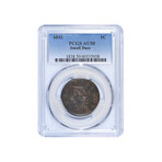 1842 Braided Hair Large Cent // PCGS Certified AU50 Small Date // Wood Presentation Box