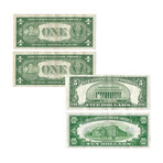 $1 - $5 - $10 U.S. Silver Certificates Set of 4 // Lightly Circulated // 1935 to 1957
