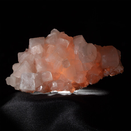 Clear Apophyllite Crystals on Translucent Pink Chalcedony