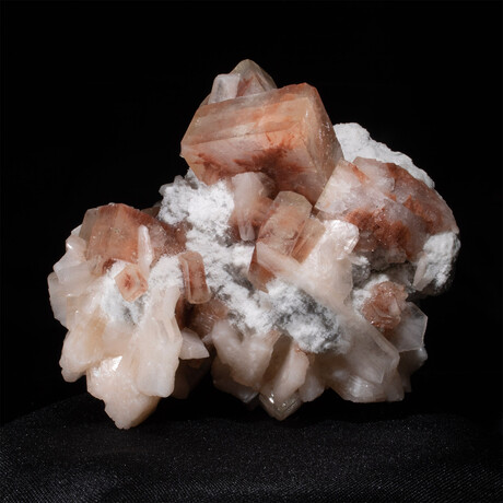 Rare Red Apophyllite with Stilbite on Chalcedony