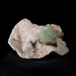 Cubic Green Apopyllite Solitare on Miniature Stilbite and Chalcedony