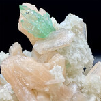 Electric Green Apophyllite on an Island of Stilbite & Chalcedony