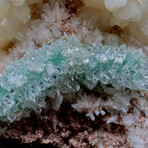 Gemmy Ridge of Green Apophyllite with Stilbite on Heulandite