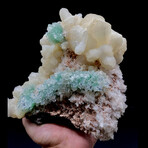 Gemmy Ridge of Green Apophyllite with Stilbite on Heulandite