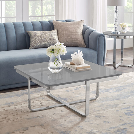 Krista Coffee Table (Light Gray + Chrome)