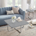 Krista Coffee Table (Light Gray + Chrome)