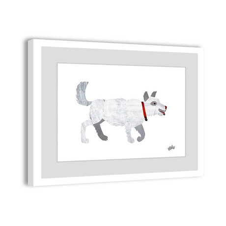 White Dog Framed Painting Print (8"H x 12"W x 1.5"D)