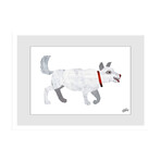 White Dog Framed Painting Print (8"H x 12"W x 1.5"D)