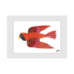 Red Bird Framed Painting Print (8"H x 12"W x 1.5"D)