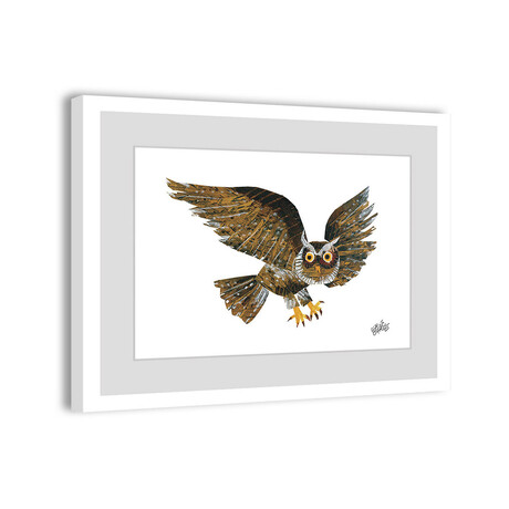 Screech Owl Framed Painting Print (8"H x 12"W x 1.5"D)