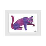 Purple Cat Framed Painting Print (8"H x 12"W x 1.5"D)