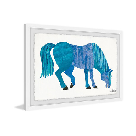 Blue Horse Framed Painting Print // Deckled Edge (8"H x 12"W x 1.5"D)